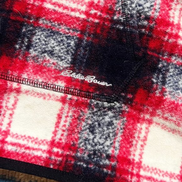 Eddie Bauer Poncho Top Womens Size M/L Petite Red White Black Plaid Hooded - Picture 4 of 5